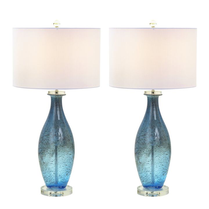 Lux Lighting Everly 30” Blue tone Art Glass w/Crystal Base, (Set of 2)