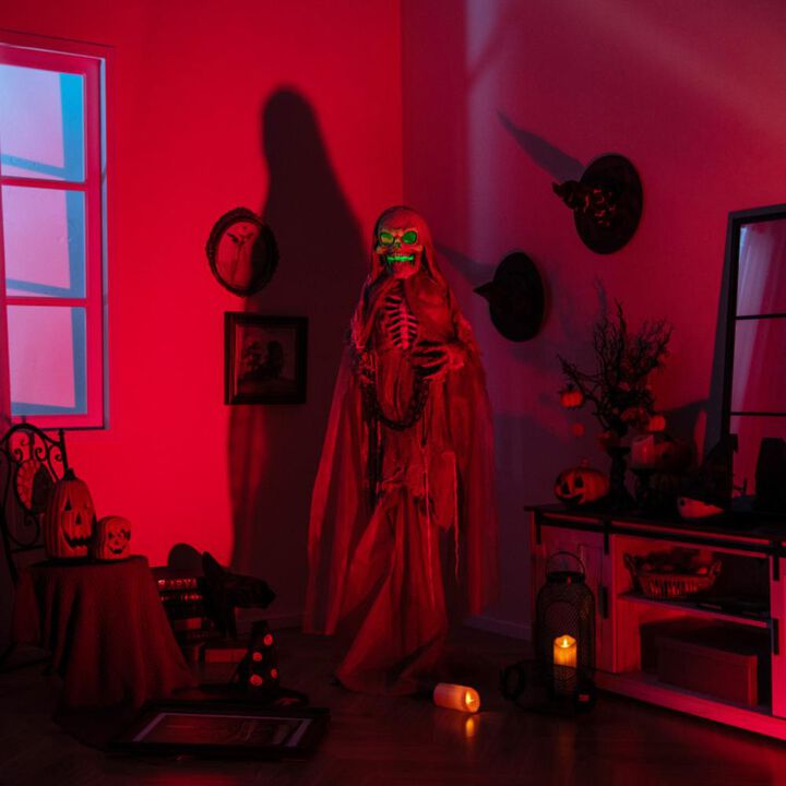 Hivvago Lighted and Animated Halloween Decoration Outdoor Skeleton with LED