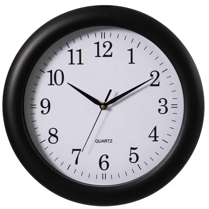 13.75 Inch Plastic Red Round Battery Operated Simple Modern Wall Clock - Office, Classroom, Living Room, Dining Room, Bedroom and Kitchen Wall Decor