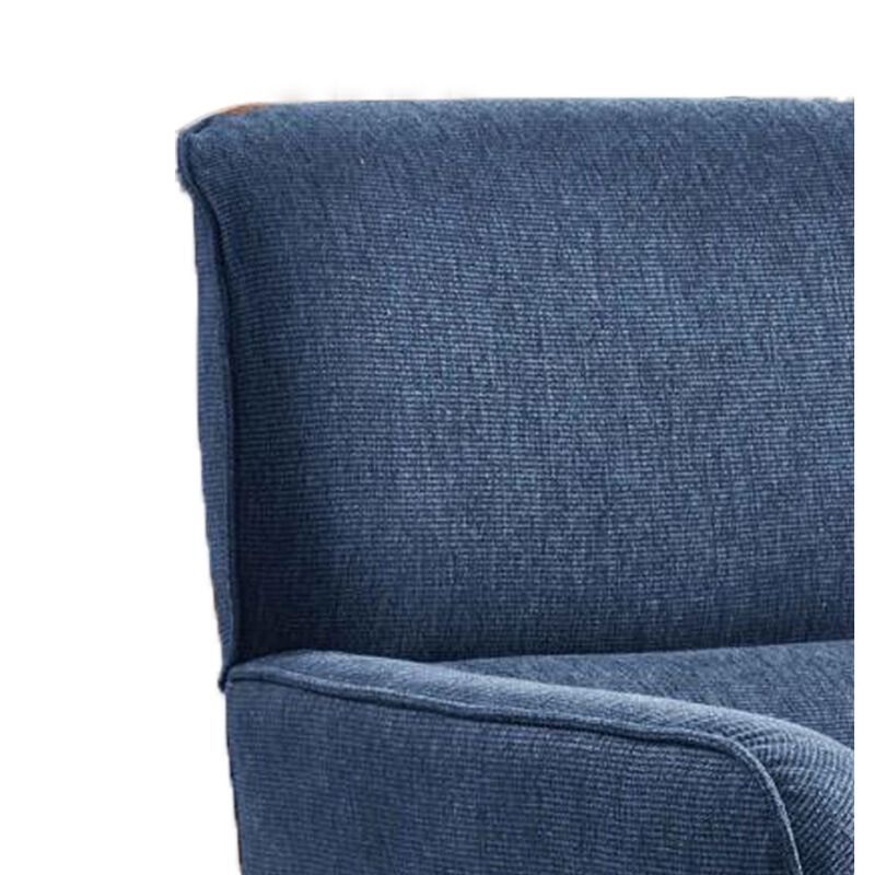 Dup 34 Inch Accent Chair, Cushioned Seat, Rounded Track Arms, Muted Blue - Benzara