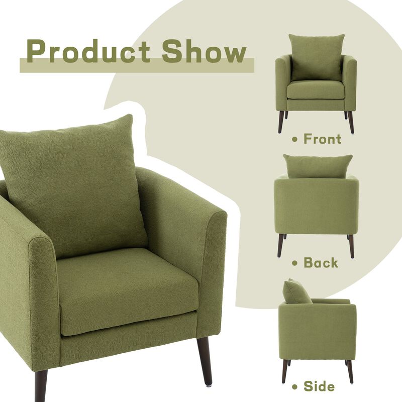 Mondawe Barrel Chair, Fabric Armchair Club Chair, Upholstered Accent Chair with Waist Pillow