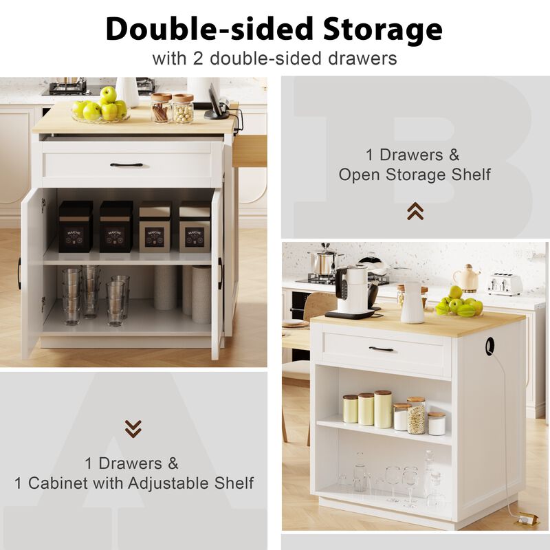 Merax Kitchen Island with Extendable Dining Table