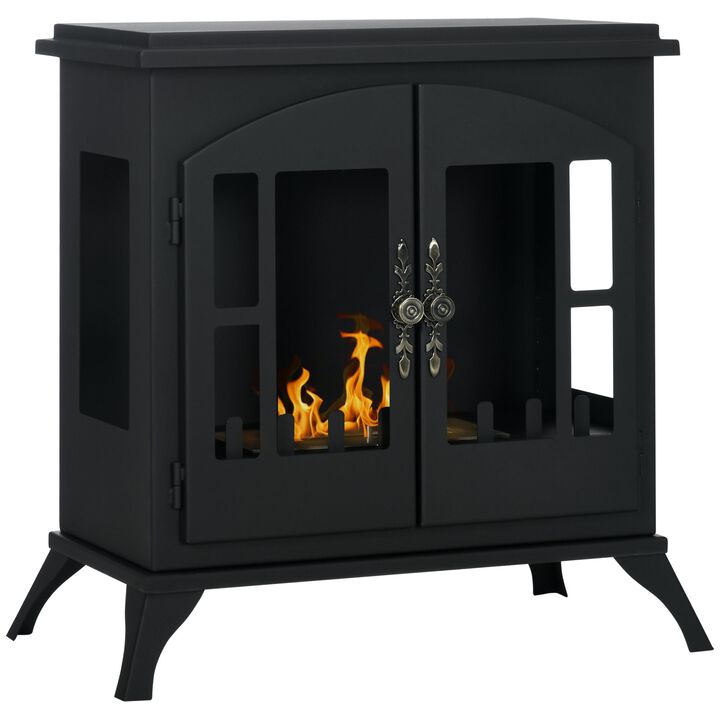 Black Ethanol Fireplace: Freestanding Stove, 3-Hour Burn Time