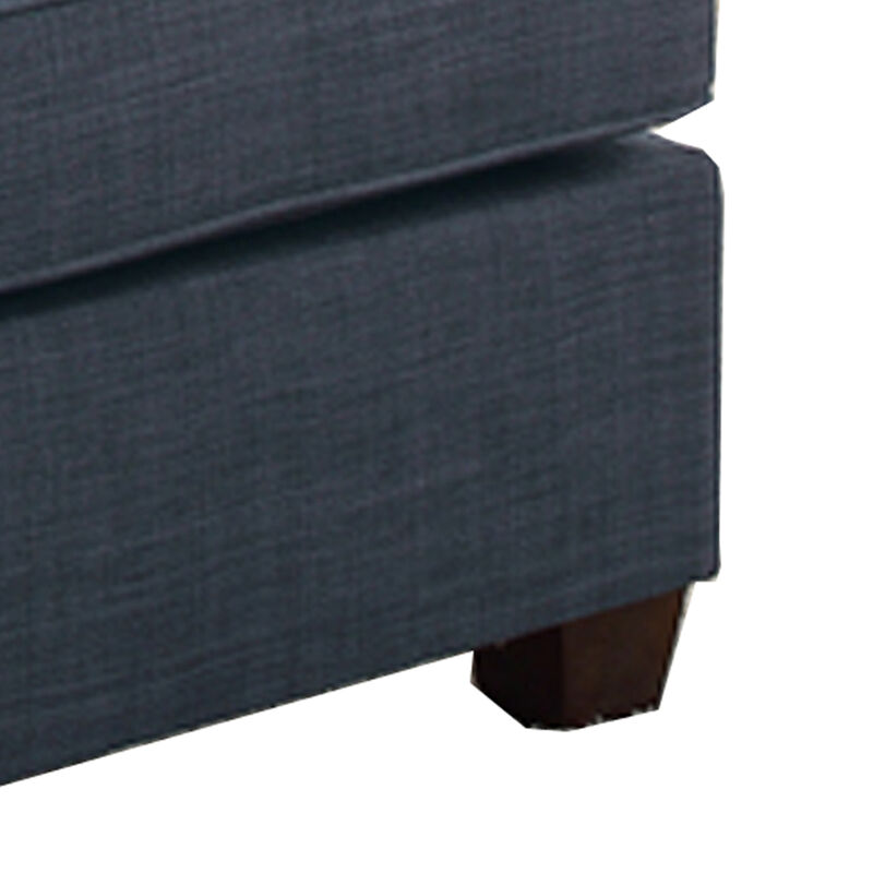 Cocktail Ottoman In Blue Dorris Fabric-Benzara