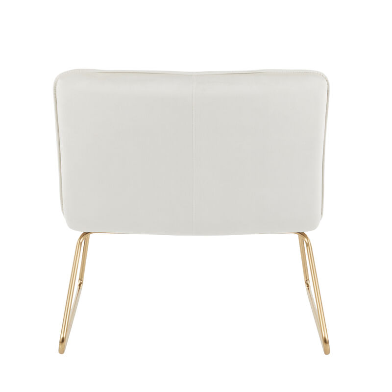 Casper Contemporary Accent Chair In Gold Metal And Cream Velvet