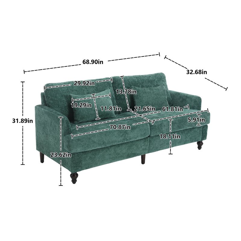 Mondawe Mid Century Chenille Fabric Loveseat Sofa, 2-Seat Upholstered Modern Couch
