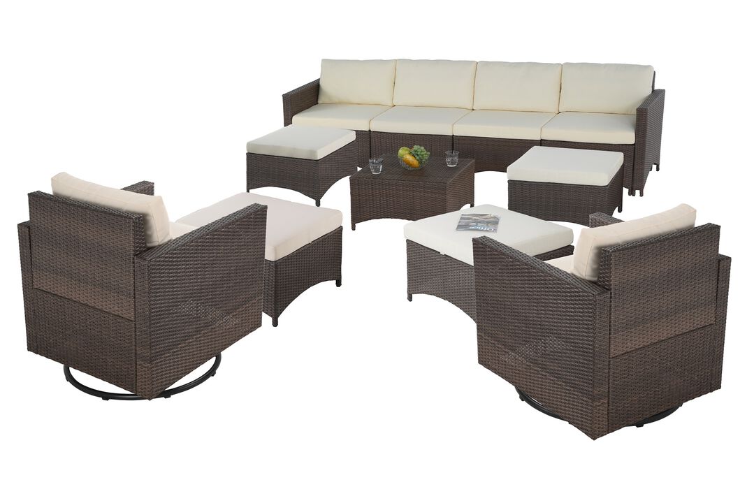 Studio Shine Collection 1 sofa-4 seater, 4 Ottoman, 2 Swivel Armchairs and 1 Coffee Table