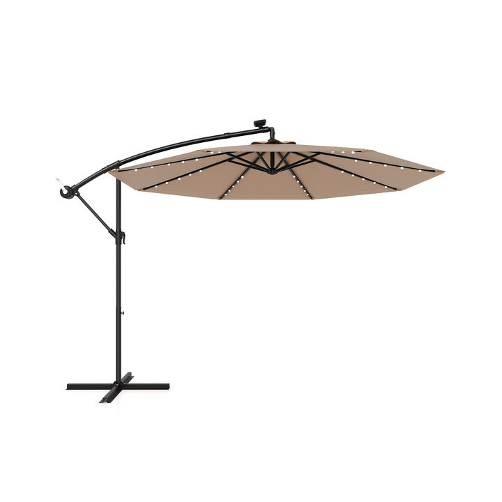 Solar Offset Hanging Umbrella with 40 Lamp Beads and Solar Panel
