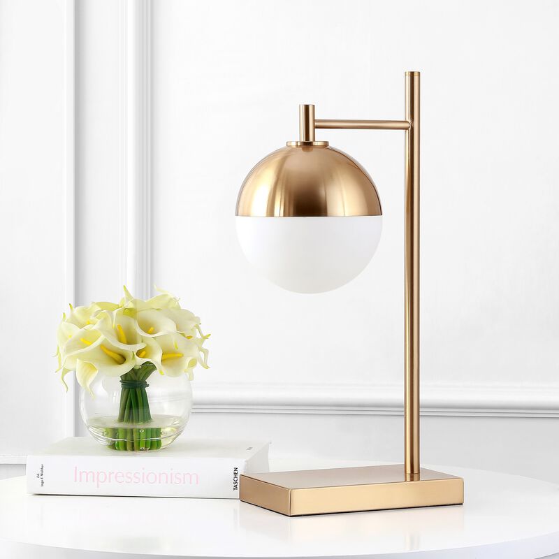 Marcel Iron/Glass Art Deco Mid-Century Globe LED Table Lamp