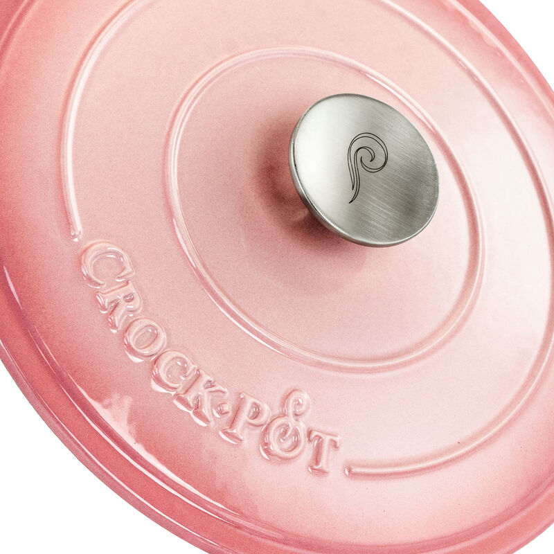 Crock-Pot Artisan 2 Piece 5 Quarts Enamled Cast Iron Dutch Oven in Blush Pink