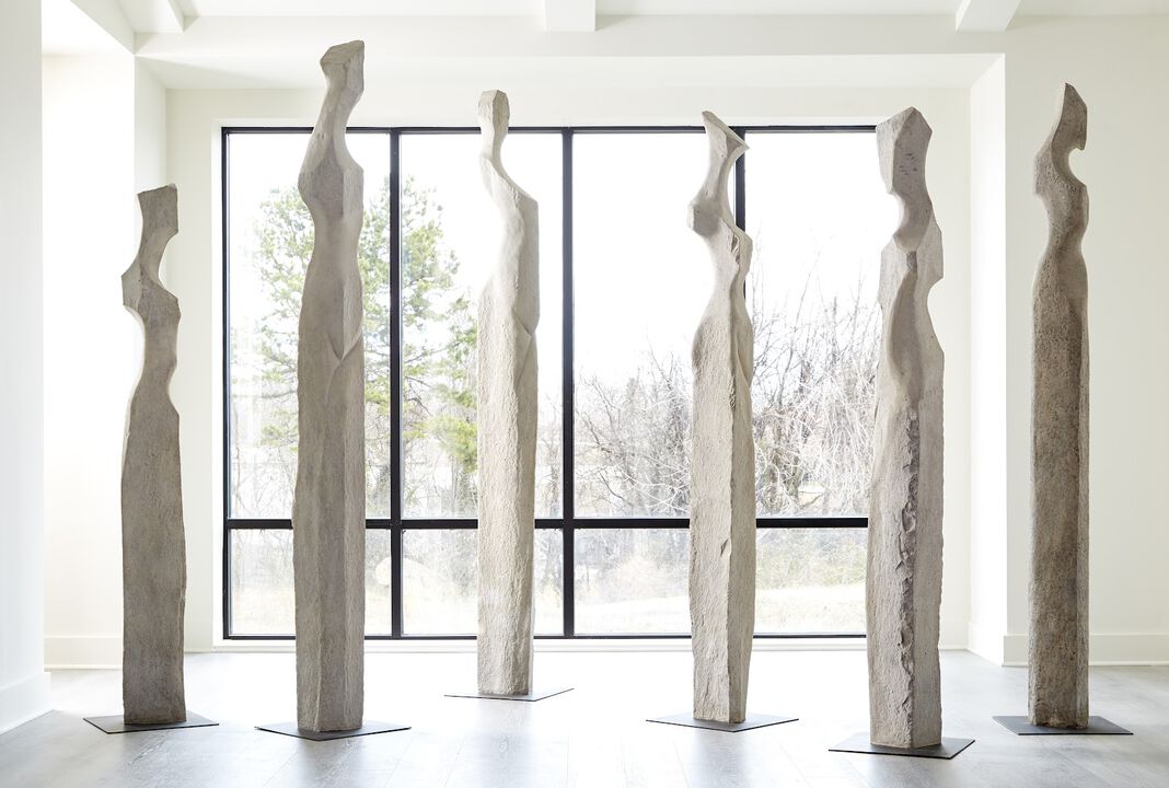 Cast Women Sculpture B Roman Stone