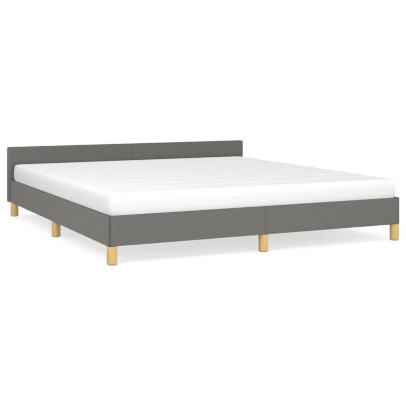 vidaXL Bed Frame with Headboard Dark Gray 72"x83.9" California King Fabric