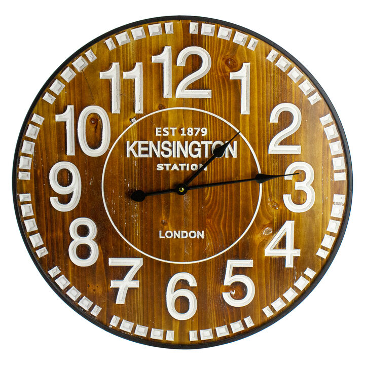 24" Rustic Industrial Farmhouse Style Round Wall Clock with Metal Frame