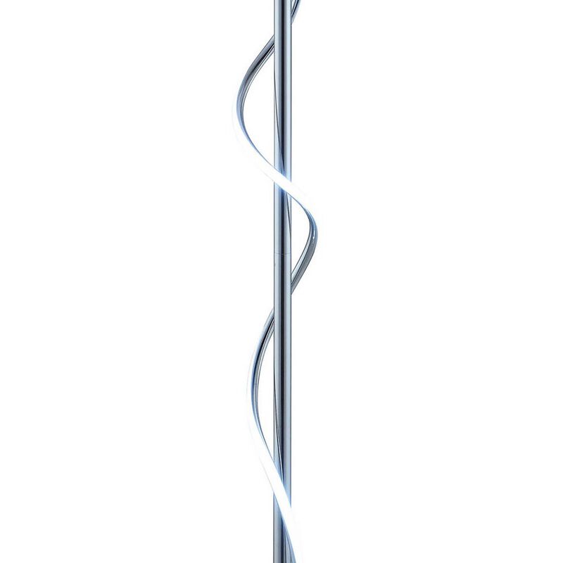 Jame 59 Inch Floor Lamp, Drum Shade, Accent Round Metal Base, Chrome-Benzara