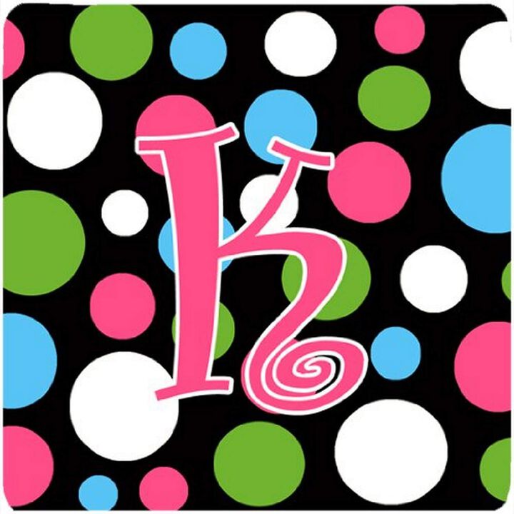 Caroline's Treasures CJ1038-KFC Monogram-Polkadots and Pink Foam Coasters (Set of 4), Initial Letter K, 3.5 H x 3.5 W, Multicolor