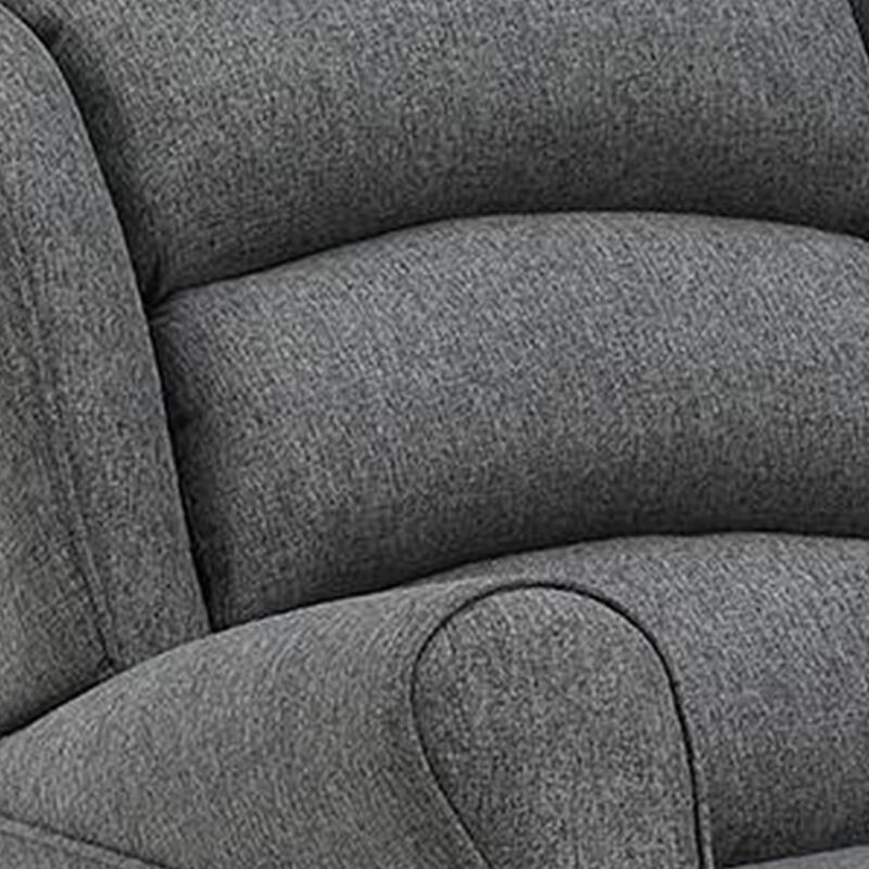 34 Inch Rocking Chair, Wood Frame, Channel Tufted Gray Fabric Upholstery - Benzara