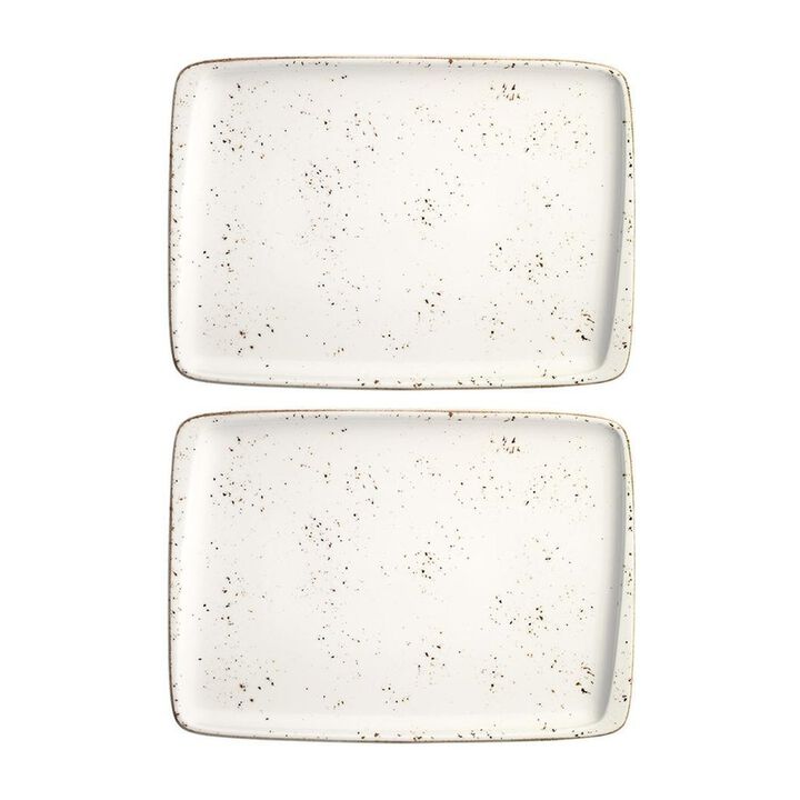 Grain 9" x 6" Rectangular Decorated Porcelain Plate (Set of 2)