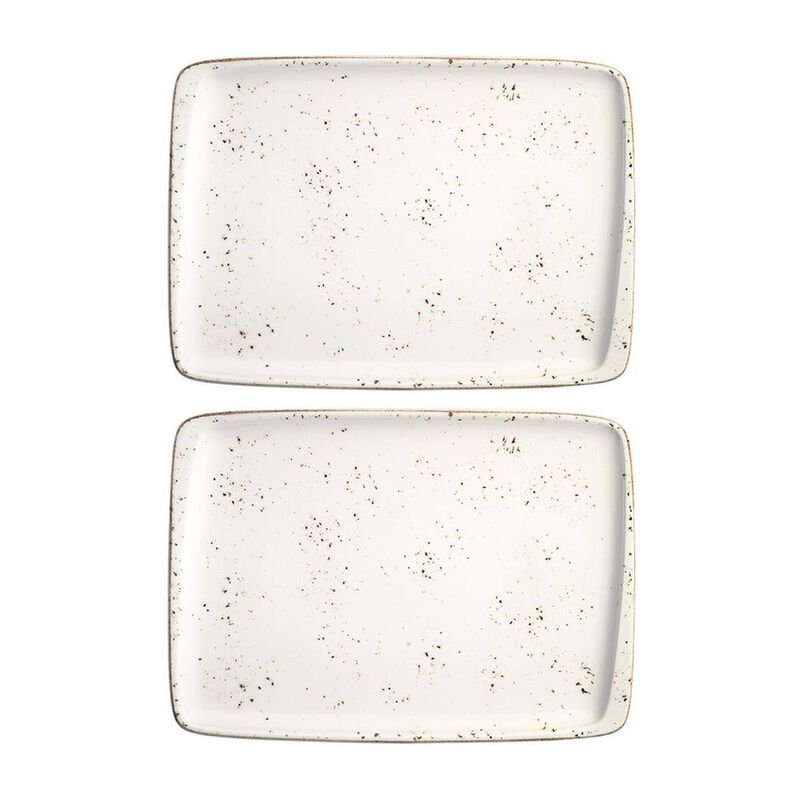 Grain 9" x 6" Rectangular Decorated Porcelain Plate (Set of 2)