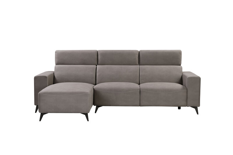 Pasargad Home Modern Bari Sectional Sofa with Push Back Functional, Left Facing Chaise, Grey
