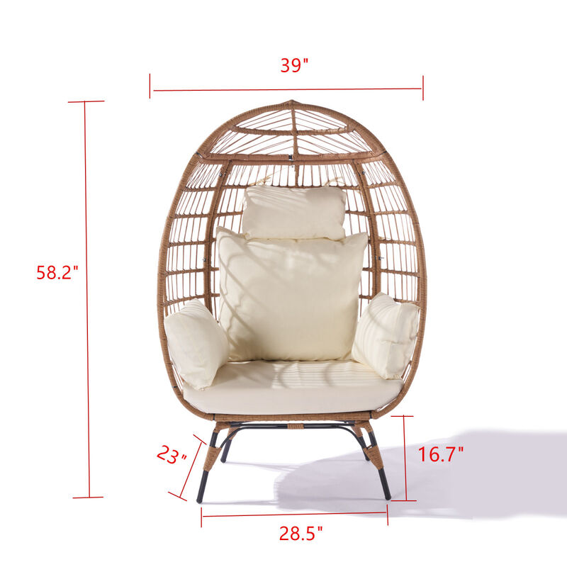 440lb Capacity Beige Wicker Egg Chair - Indoor/Outdoor