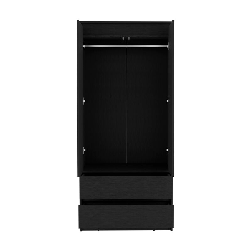 DEPOT E-SHOP Palmer 2 Drawers Armoire, Wardrobe Closet with Hanging Rod, Black
