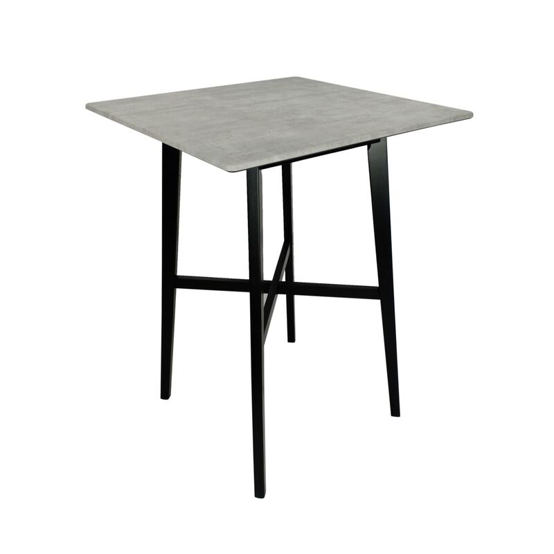 Ashi Bar Height Dining Table, 31 Inch, White Laminate, Black Wood Frame - Benzara