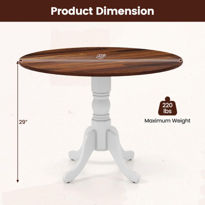 Hivvago Wooden Dining Table with Round Tabletop and Curved Trestle Legs