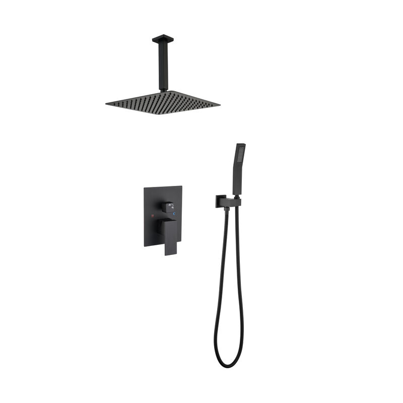 Ceiling Mounted Shower System Combo Set With Handheld And 16" Shower Head