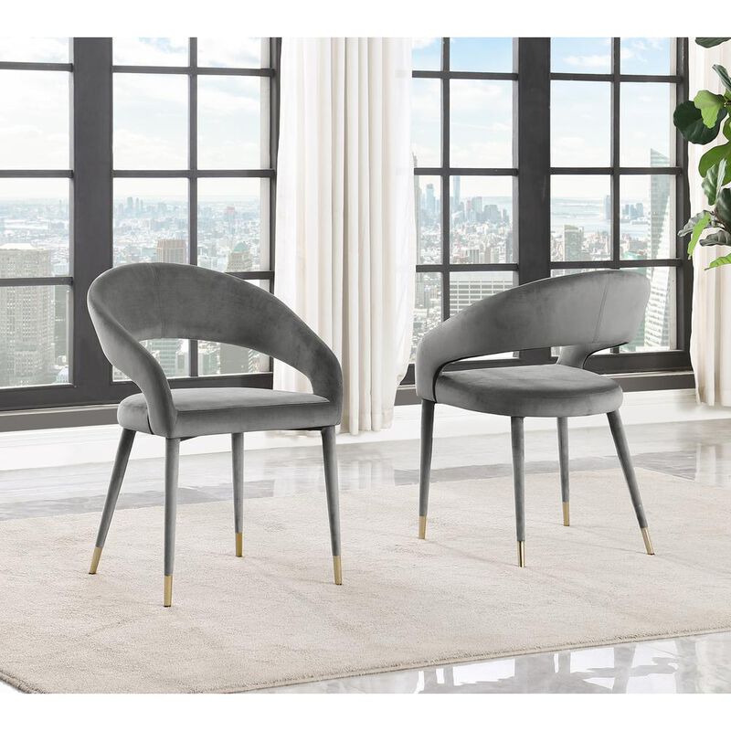 Jacques Velvet Gray Dining Chairs (Set of 2)