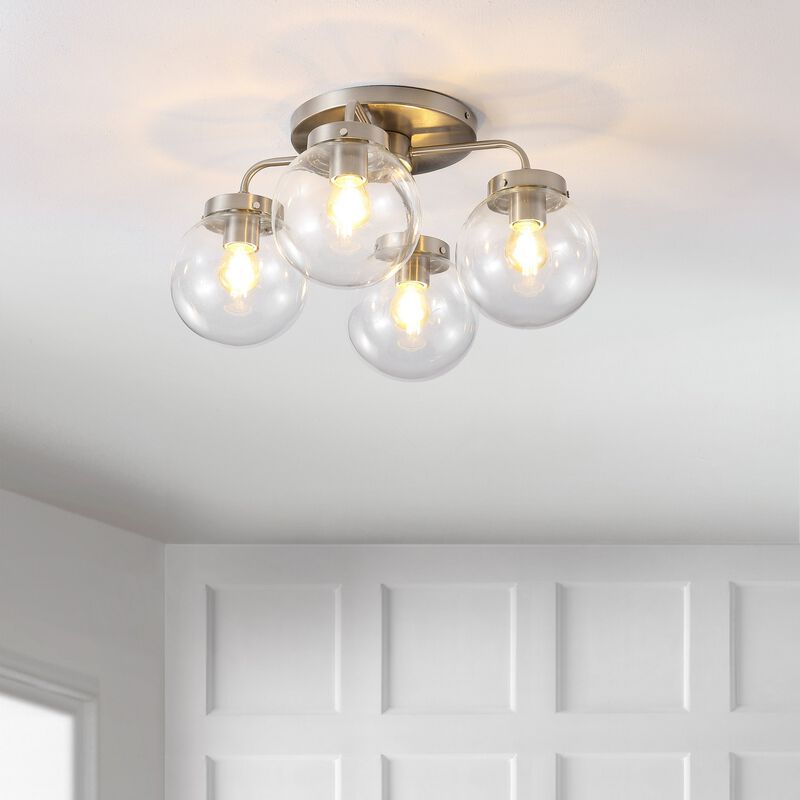 Piper Farmhouse Rustic Iron/Glass LED Semi Flush Mount