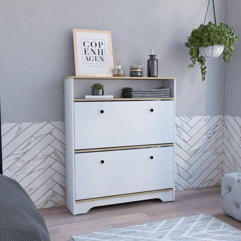 Shoe Rack Dublin, Bedroom, Light Oak / White