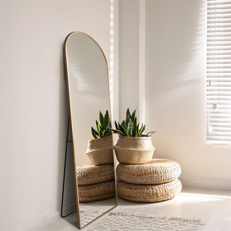 Adrian Large Arched Metal Framed Floor Full-Length Mirror