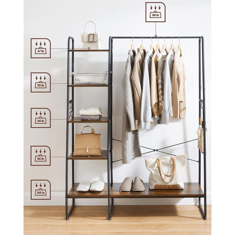 Clothing Rack with Shoe Shelf Versatile Entryway Organizer