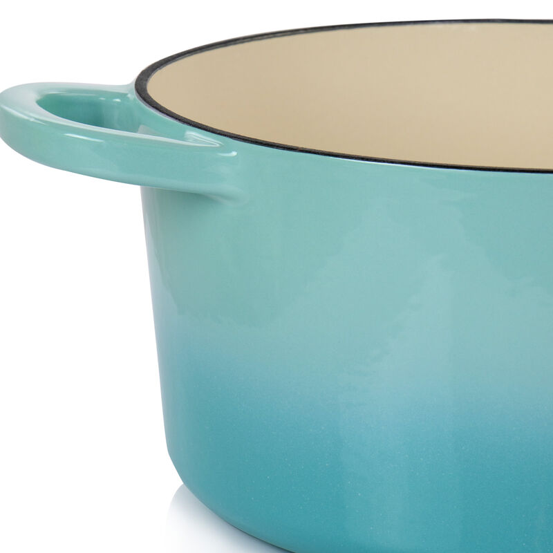 Crock-Pot Artisan 2 Piece 5 Quarts Enameled Cast Iron Dutch Oven in Aqua Blue