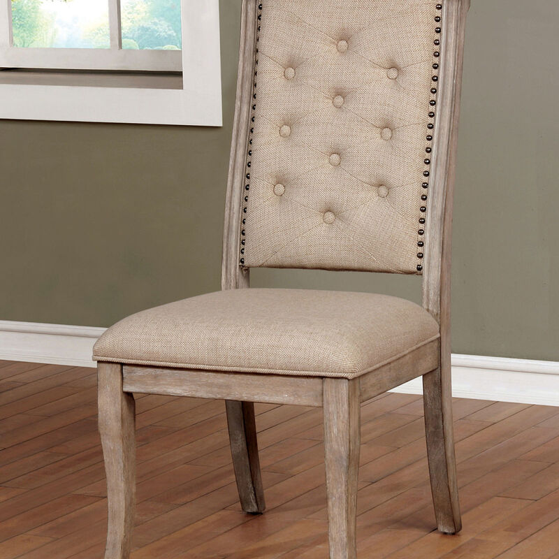Rustic Natural Fabric Dining Chairs, Set of 2