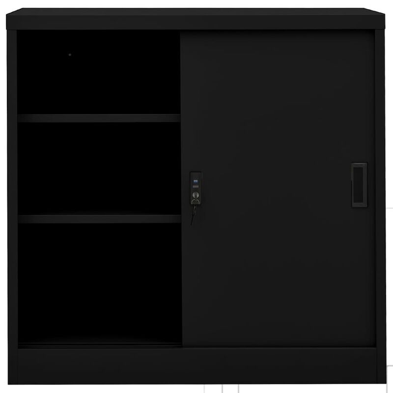 vidaXL Office Cabinet with Sliding Door Black 35.4"x15.7"x35.4" Steel
