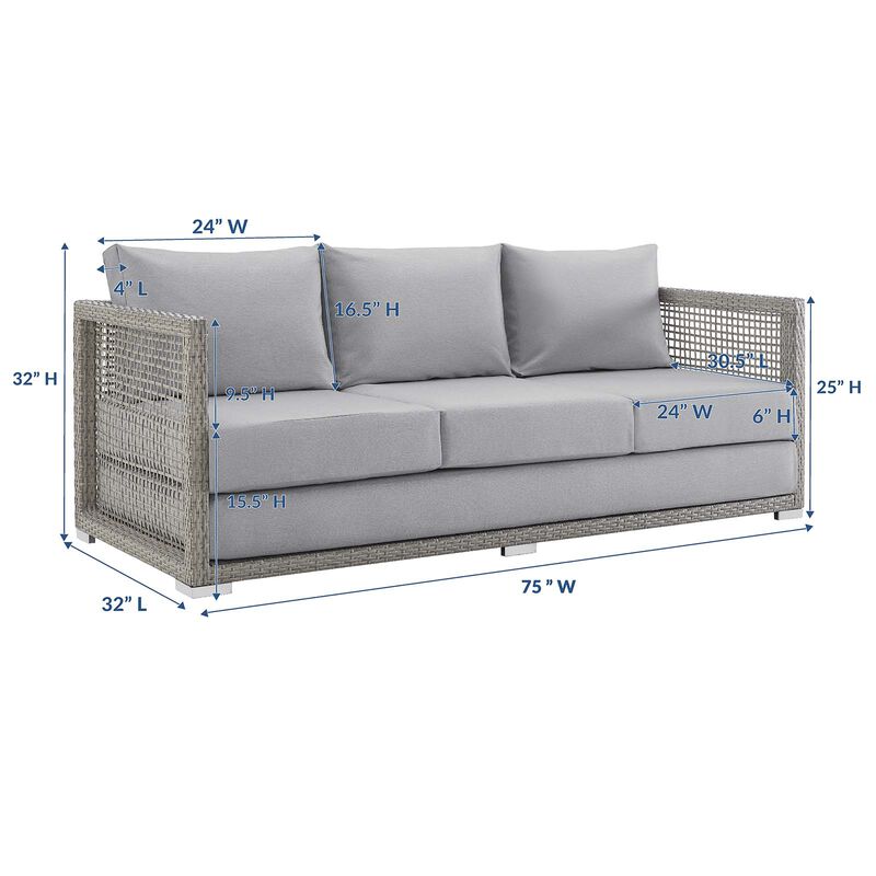 Modway - Aura Outdoor Patio Wicker Rattan Sofa