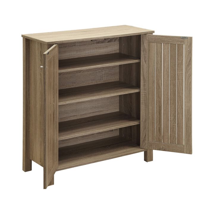 Sophisticated Wooden Shoe Cabinet, Gray-Benzara