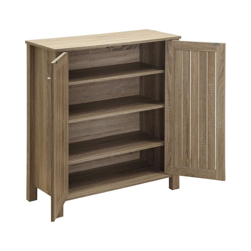 Sophisticated Wooden Shoe Cabinet, Gray-Benzara