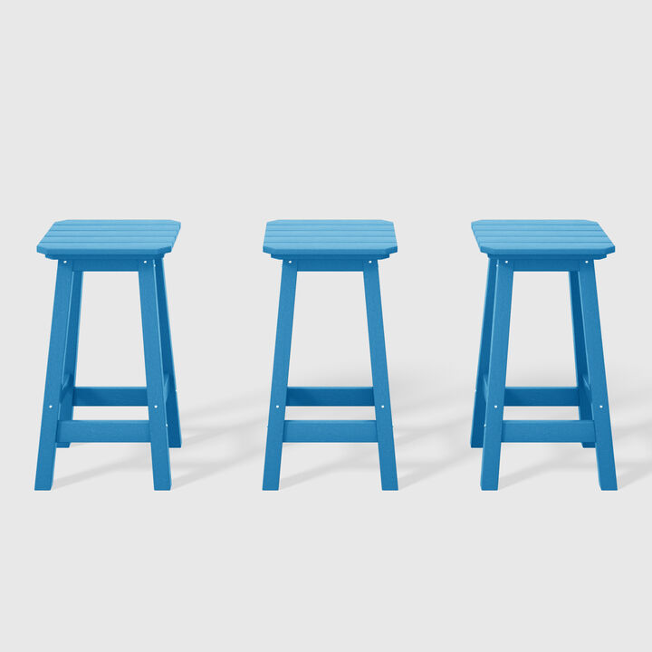 WestinTrends 24" HDPE Outdoor Patio Counter High Backless Square Bar Stools Set of Three