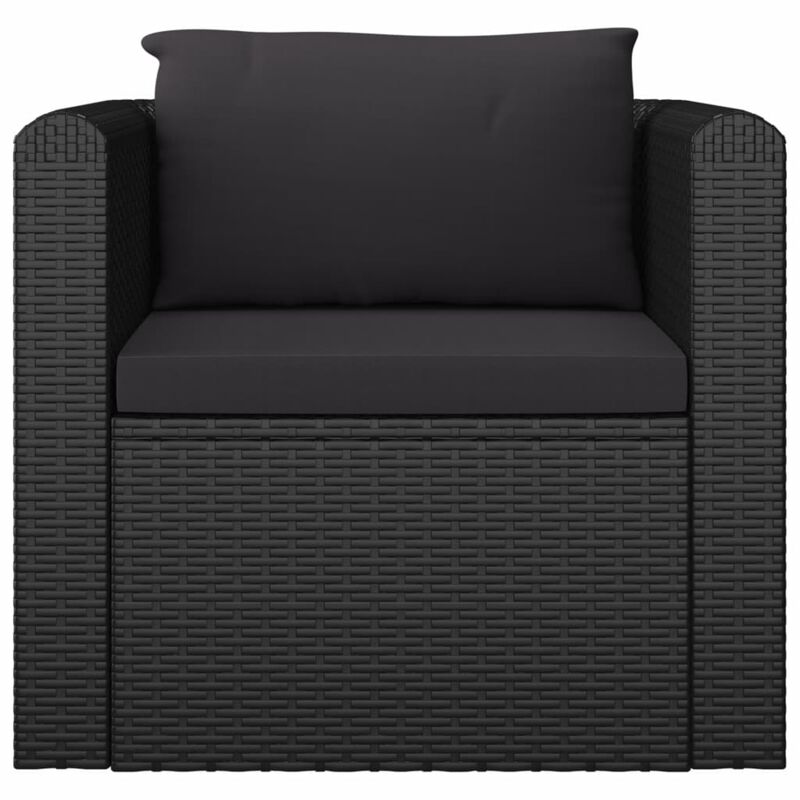 vidaXL Single Sofa with Cushions Poly Rattan Black