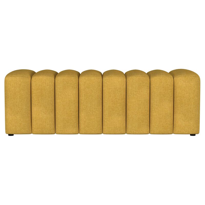 Sanna Accent Bench, Modern Channel Tufted Yellow Fabric, 54 Inch - Benzara
