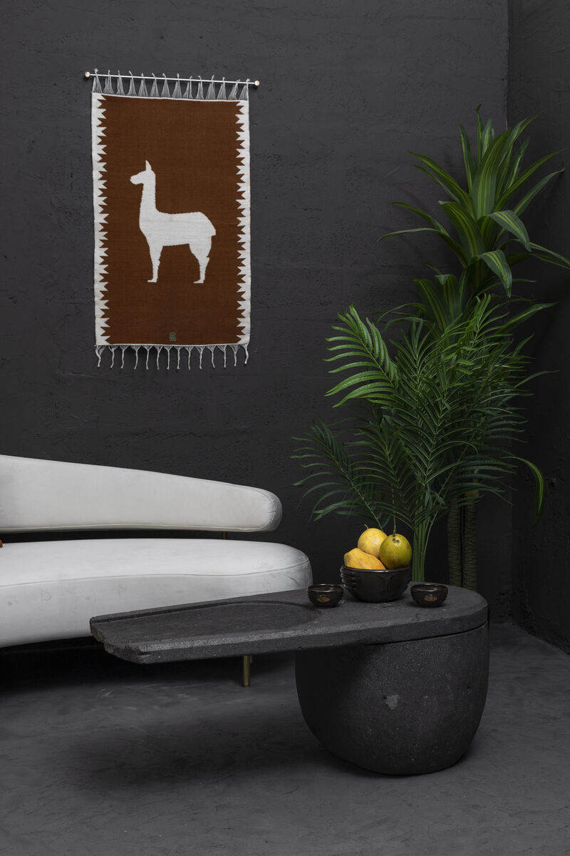 LLAMAS Sheep Wool Handwoven Tapestries, Aged Bronze Wall Mount, Terracota, Set of 2