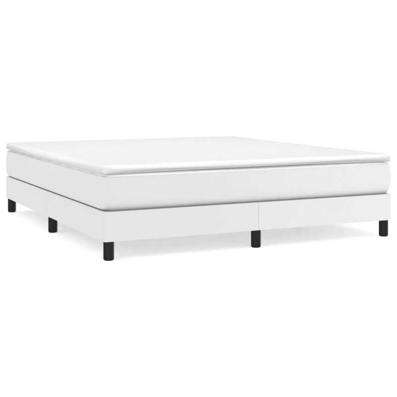 vidaXL Box Spring Bed Frame White 76"x79.9" King Faux Leather