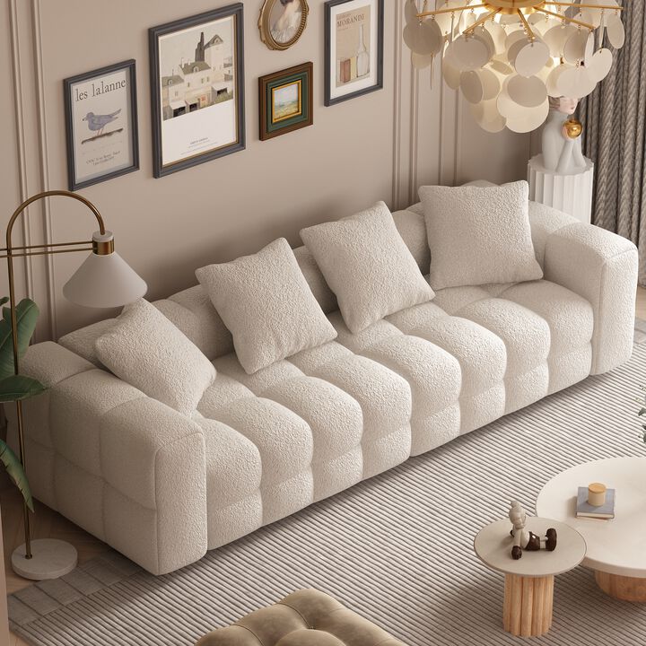 FUFU&GAGA Modern Plush Sofa with Deep Seats and Cushions for Living Room (100.8" W x 37.8" D x 20.5" H) Grey