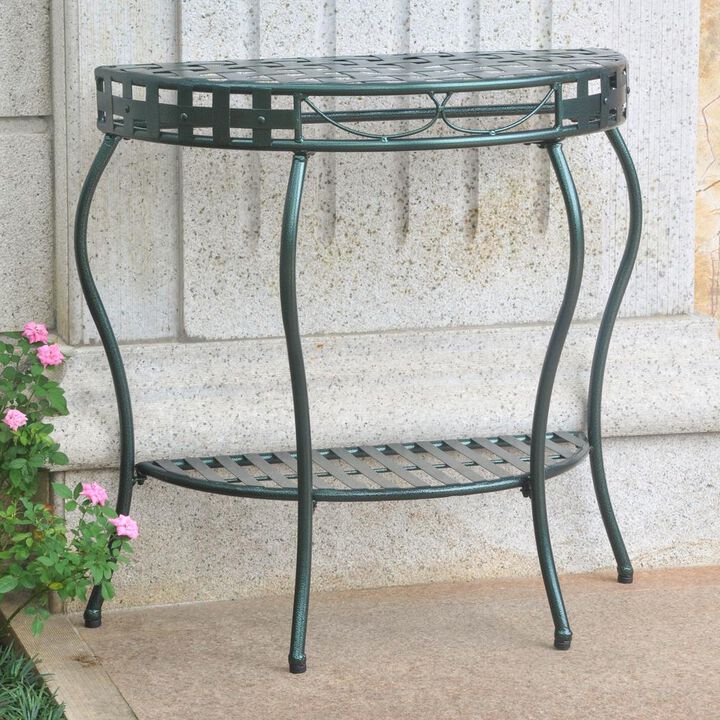 Santa Fe Iron Nailhead 2-Tier Half Moon Table