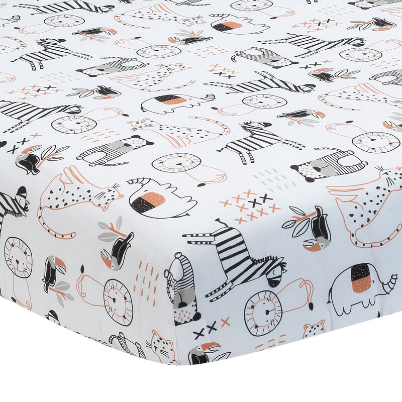 Lambs & Ivy Patchwork Jungle Animals 4-Piece Nursery Baby Crib Bedding Set