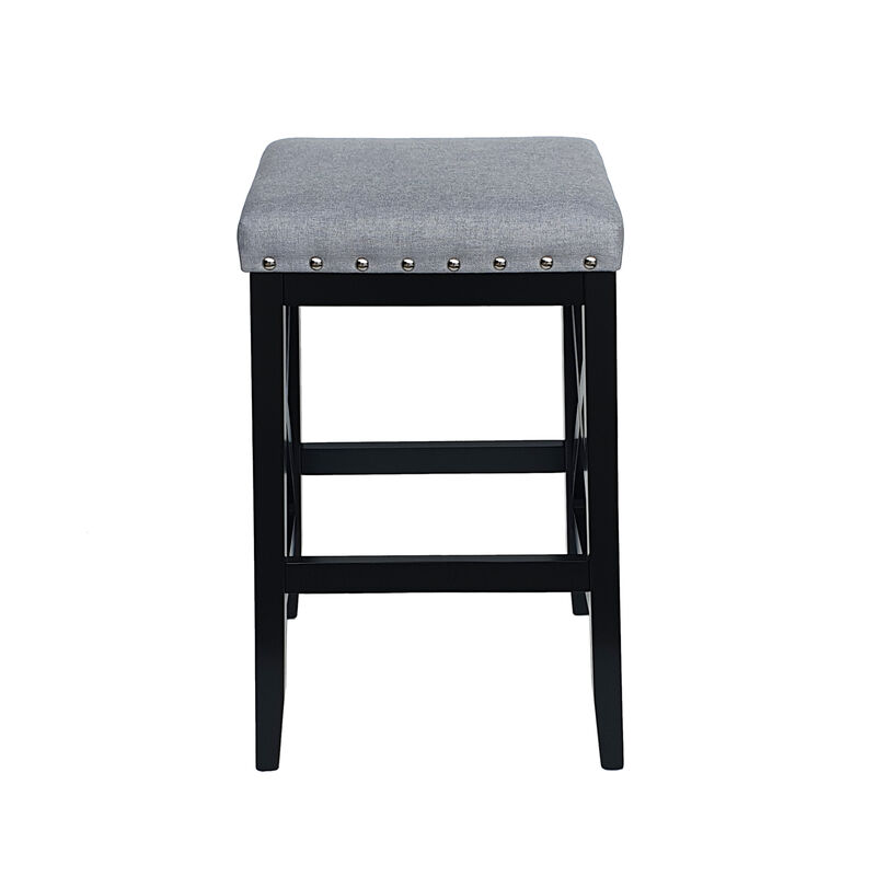 Elegant Greely Fabric Barstools with X-Frame Design (Set of 2)