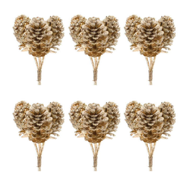 Glittered Pine Cone Bundle for Holiday and Winter Décor (Set of 6)