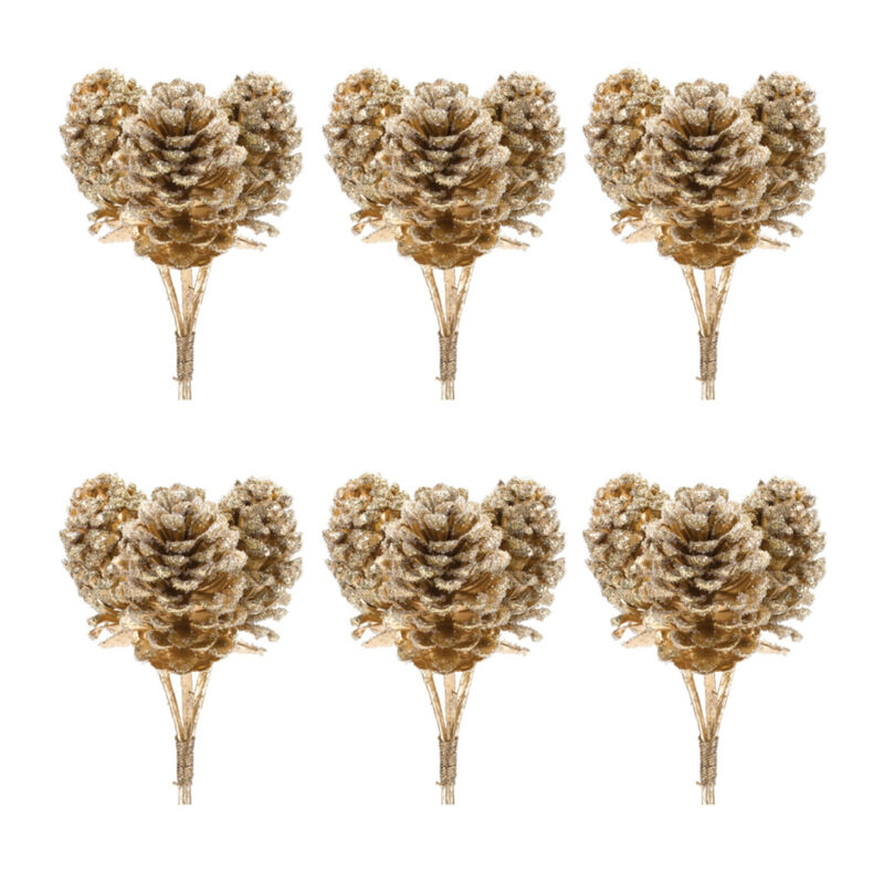 Glittered Pine Cone Bundle for Holiday and Winter Décor (Set of 6)